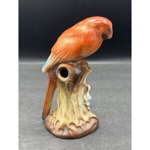 1930s Czechoslovakian Bird Vase Vintage Parrot Flower Frog Antique